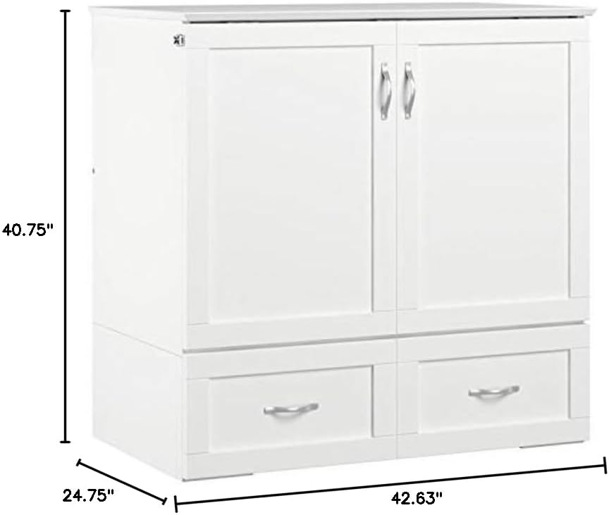 Twin XL Size Murphy Bed with Storage in White U374086