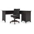 Vintage Black L Shaped Desk with Mid Back Tufted Office Chair D6503