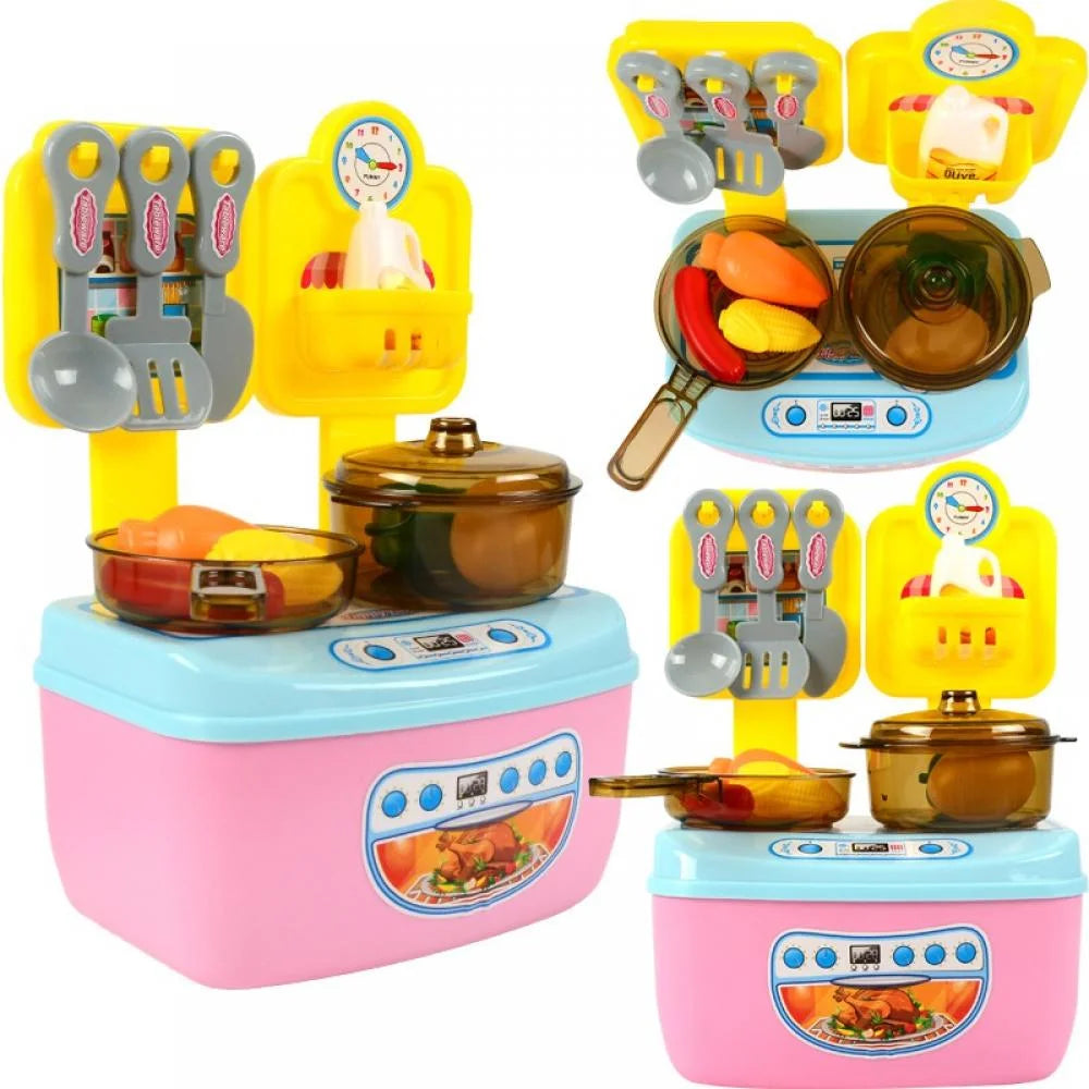 12PCS Kids Kitchen Pretend Play Cooking Set with Play Food and Utensils S43370