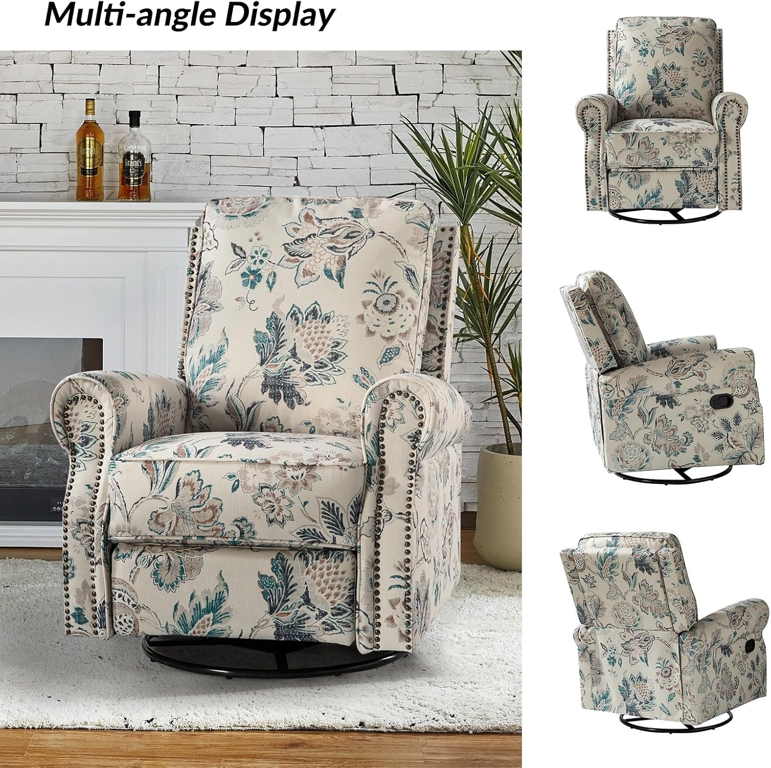 Farmhouse Upholstery Recliner with Rolled Arms Y488003