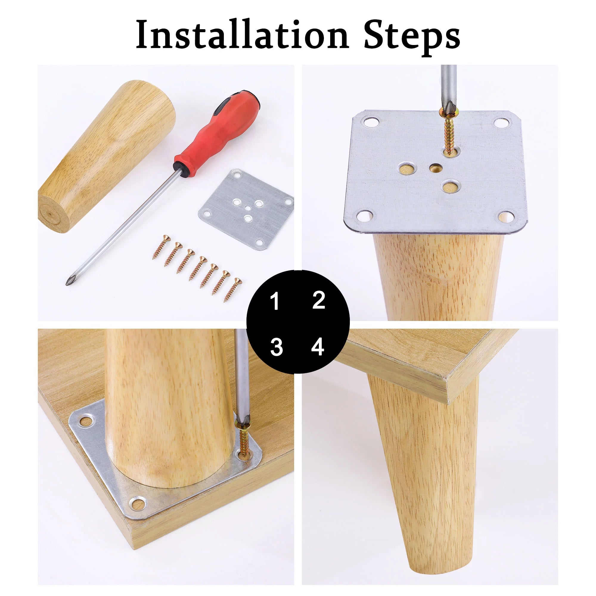 Hardwood Sofa Replacement Legs 6 Inch 4Pcs V26030