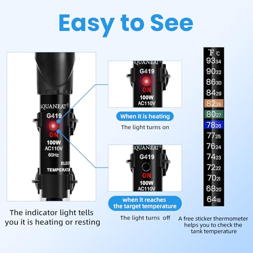 100W Adjustable Submersible Aquarium Heater with Thermometer G2914