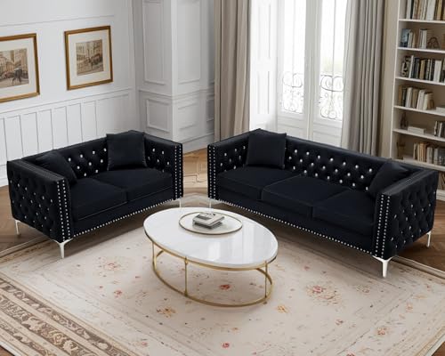 Blue Velvet 2 Piece Sofa Set D426