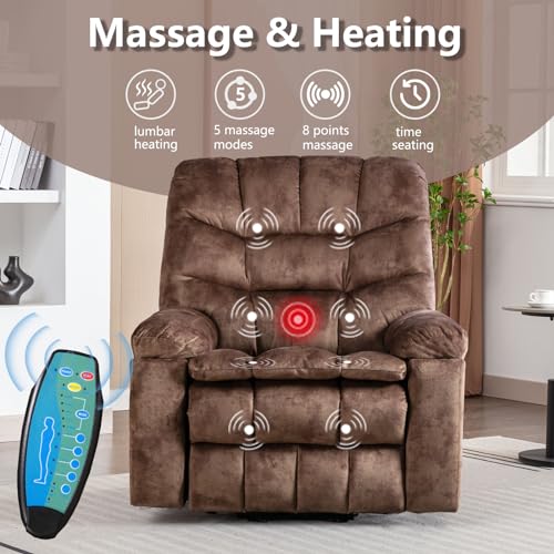 Large Power Lift Recliner with Massage and Heat, Brown P9510