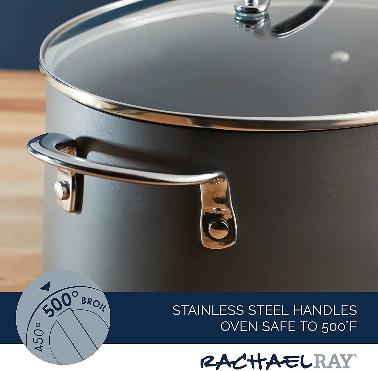 Hard Anodized 8 Quart Non-stick Oval Pasta Pot and Braiser Y660891