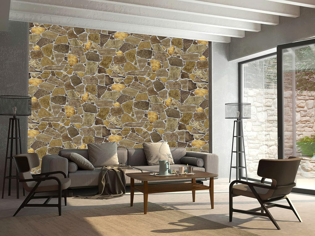 Brown Faux Stone PVC 3D Wall Panel, 3.2 ft X 2.1 ft F850