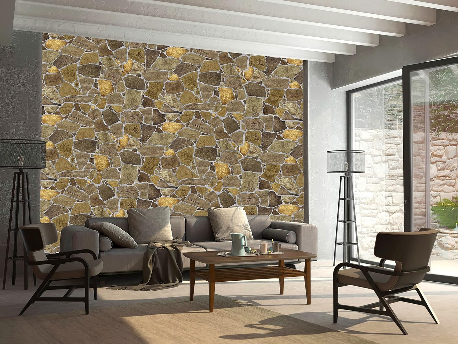 Brown Faux Stone PVC 3D Wall Panel, 3.2 ft X 2.1 ft F850