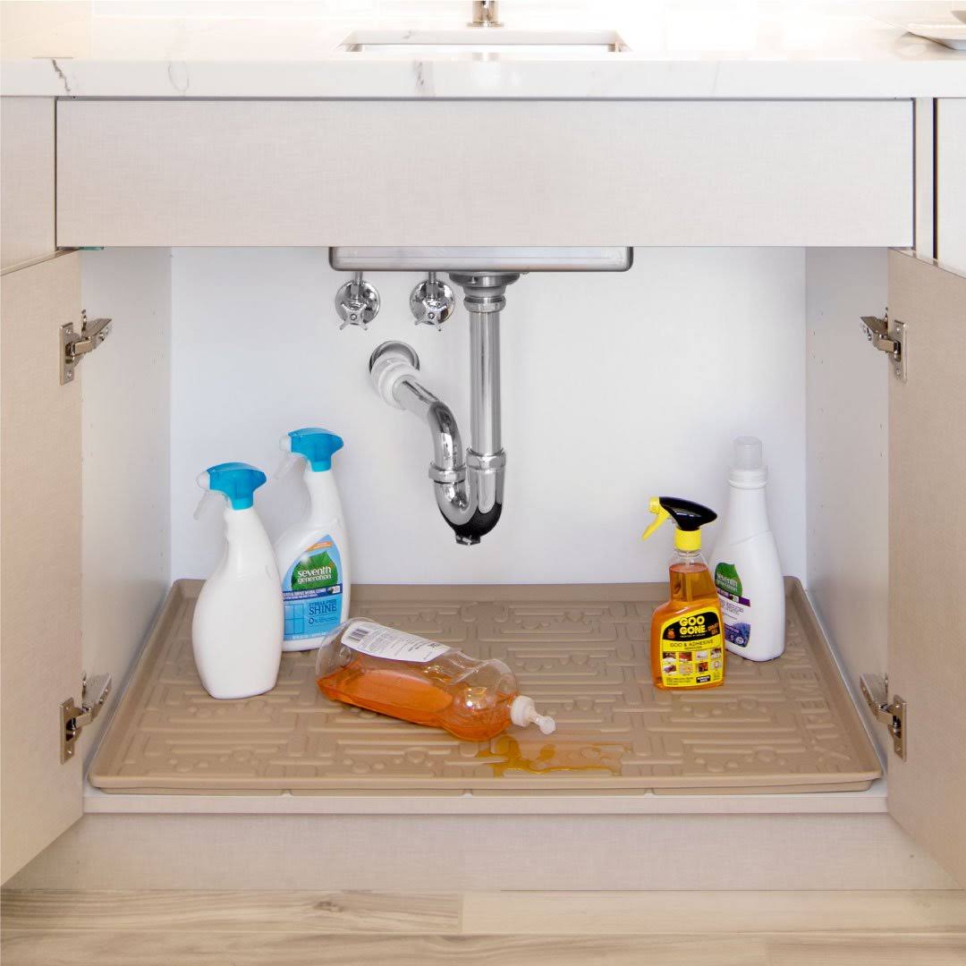 Beige 37 x 22 inch Under Sink Kitchen Cabinet Mat R76131
