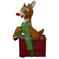 24 inch Pre-Lit Rudolph Gift Box Christmas Outdoor Decoration P436638