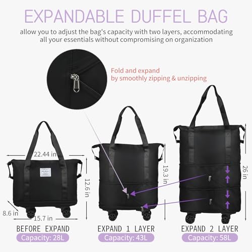 Grey Rolling Duffle Bag with Wheels H657799