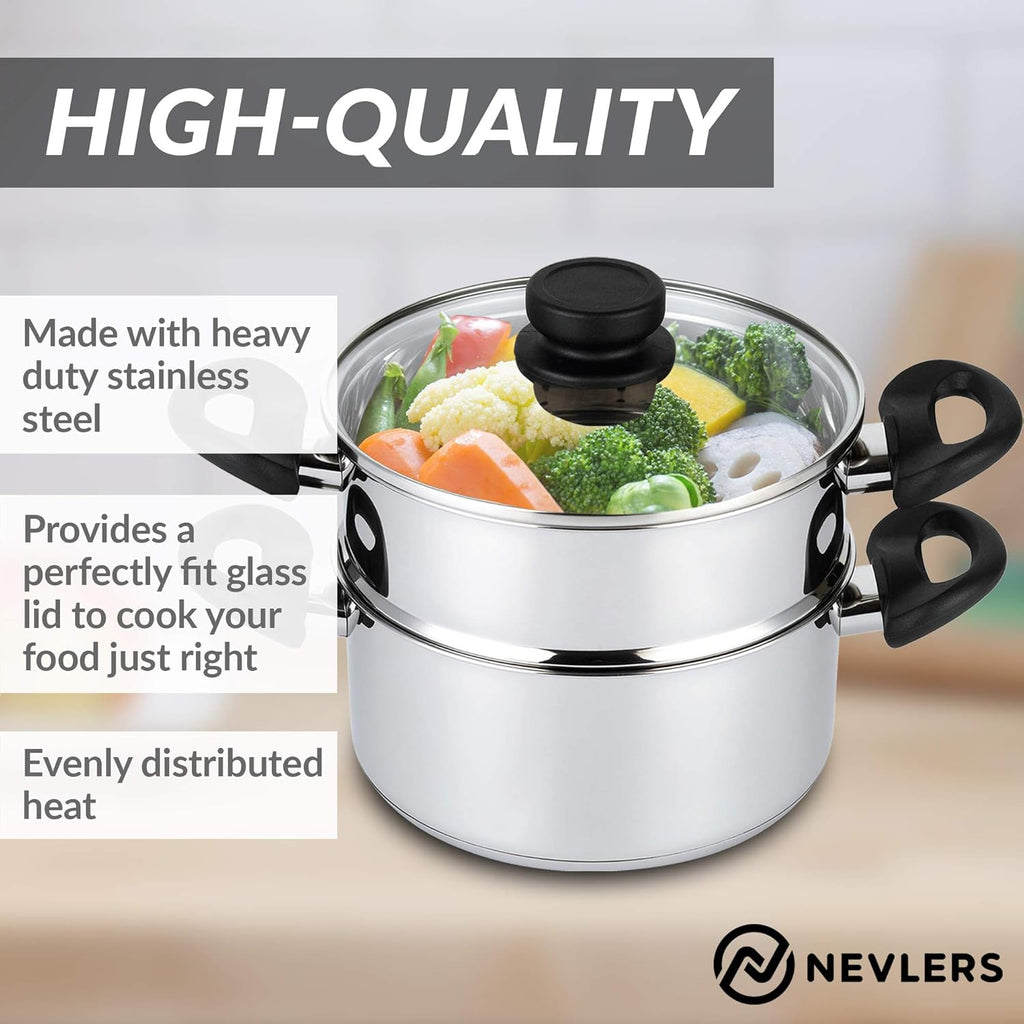 Stainless Steel 3 Quart Steamer Pot with 2 Quart Steamer Insert plus Vented Lid 3 Piece Set U160