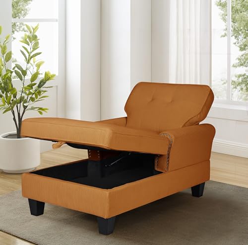 Green Corduroy Upholstered Chaise Lounge Sleeper Sofa Bed Chair X836