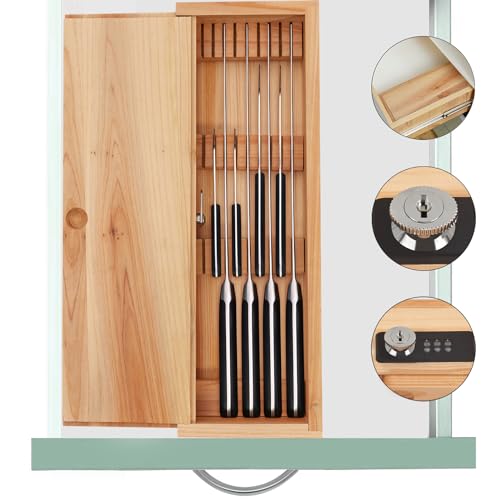 Wooden Knife Storage Box with Lock Q7597