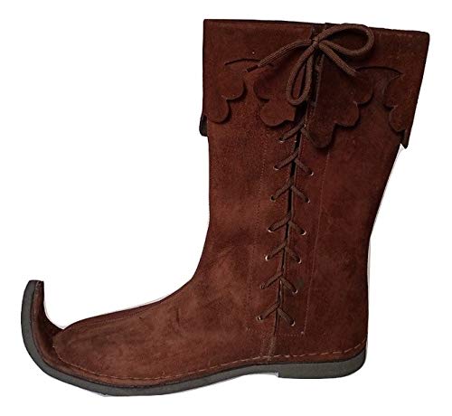 Medieval Brown Leather Knee High Boots Q307978