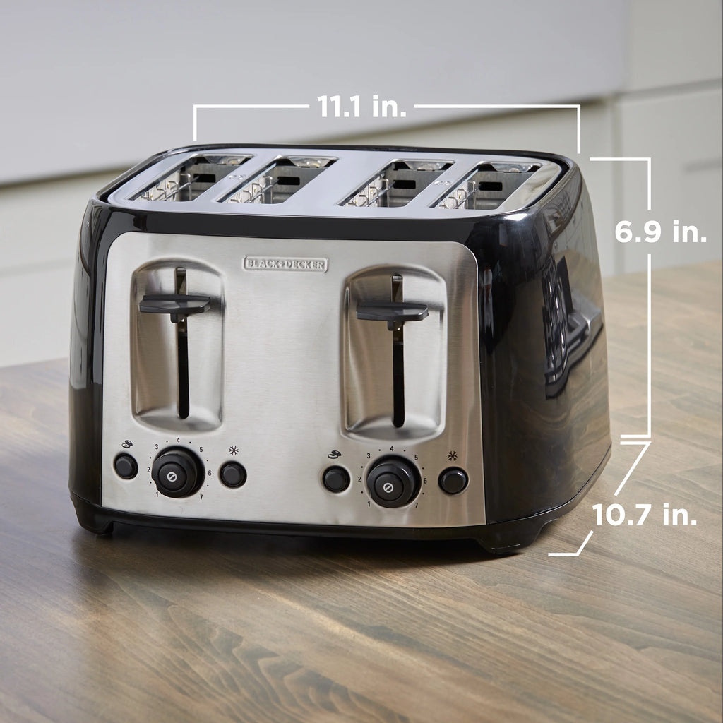 4-Slice Toaster with Extra-Wide Slots, Black/Silver W451792