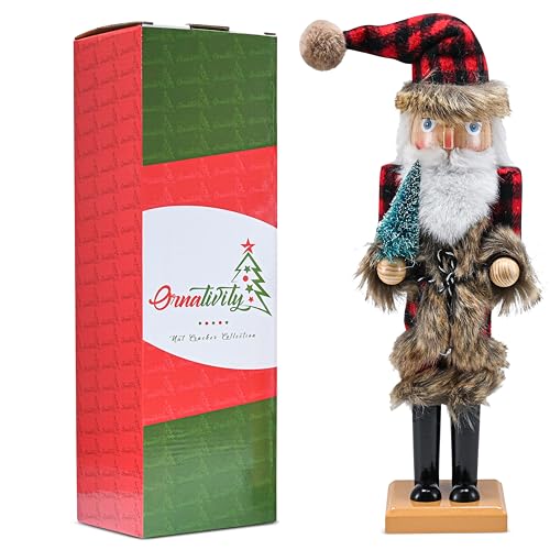 Red and Black Wooden Nutcracker Santa Claus 15" A70086