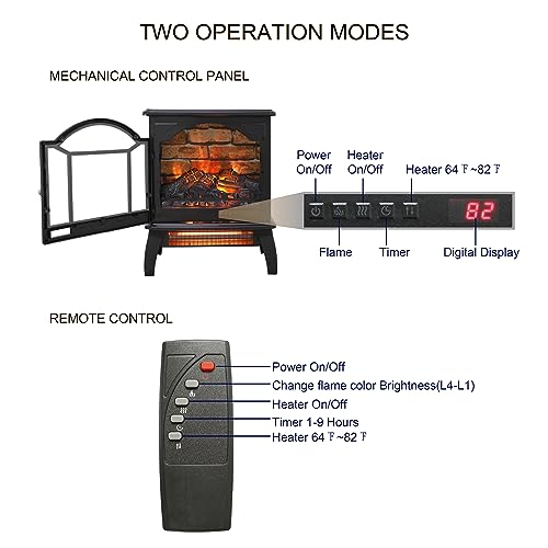 1500W Infrared Freestanding Electric Fireplace Stove Heater with Remote B3149