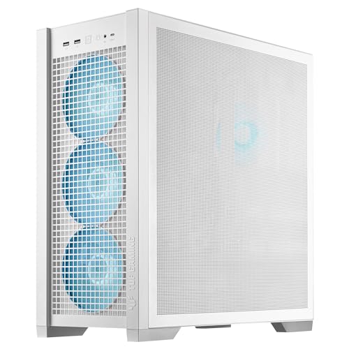 White ATX Mid-Tower PC Case with Four 140 mm ARGB Fans and Interchangeable Tempered Glass or Mesh Side Panels S6894