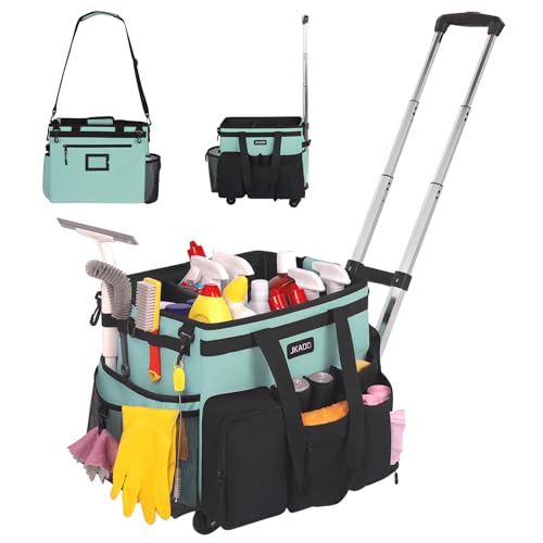 Blue-Green Waterproof Rolling Cleaning Caddy with Detachable Trolley C3853