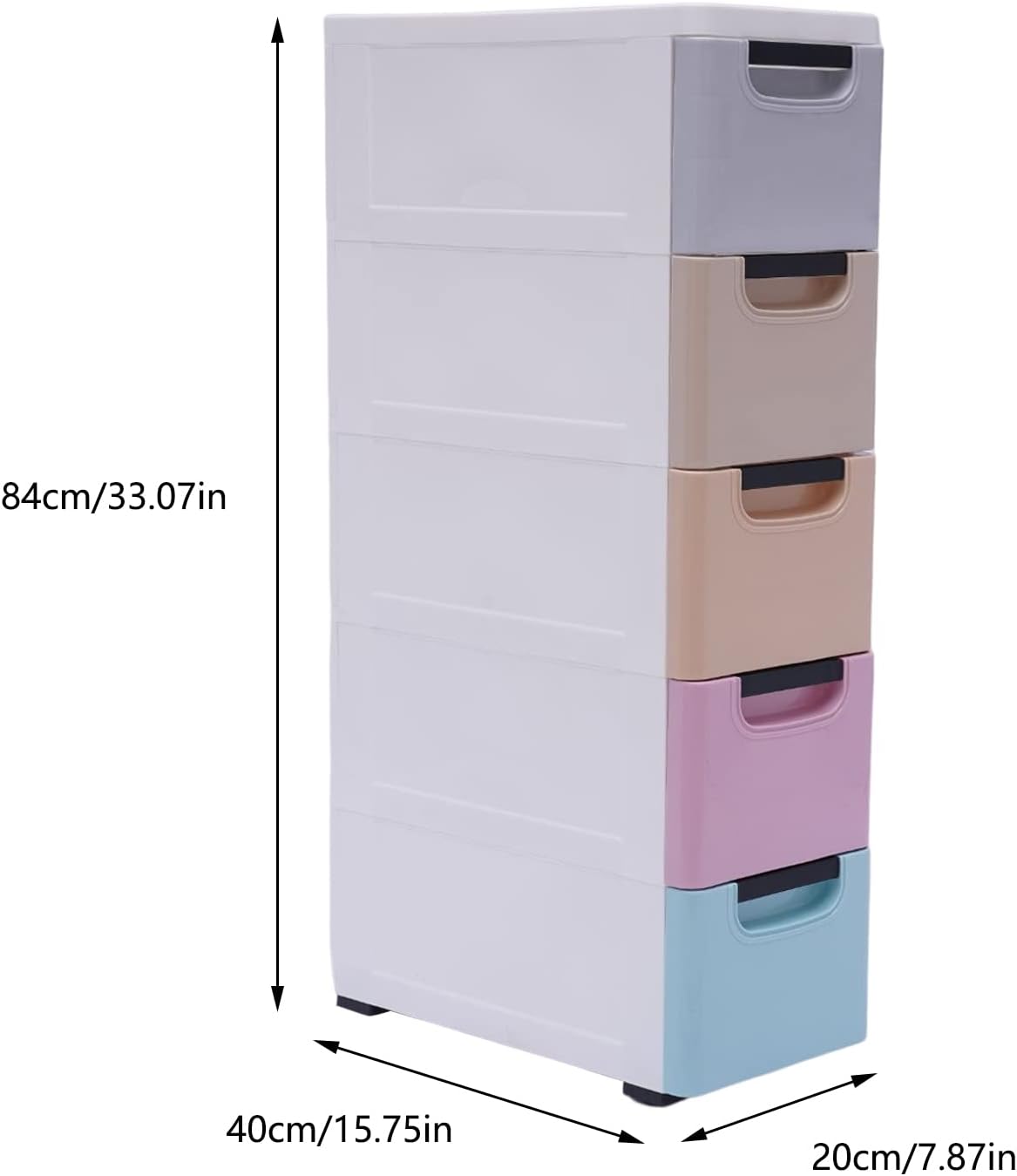 5-Drawer Plastic Storage Cabinet with Wheels F38427