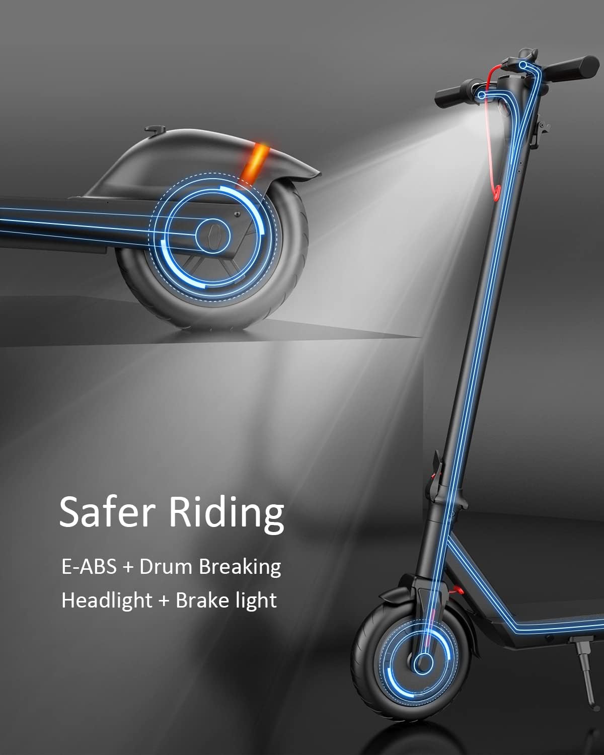Electric Scooter with 23 Miles Range, 19 Mph, 380W Motor, 8.5" Pneumatic Tire B552