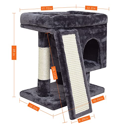 Beige Small Cat Tree with Scratching Post and Cave T549