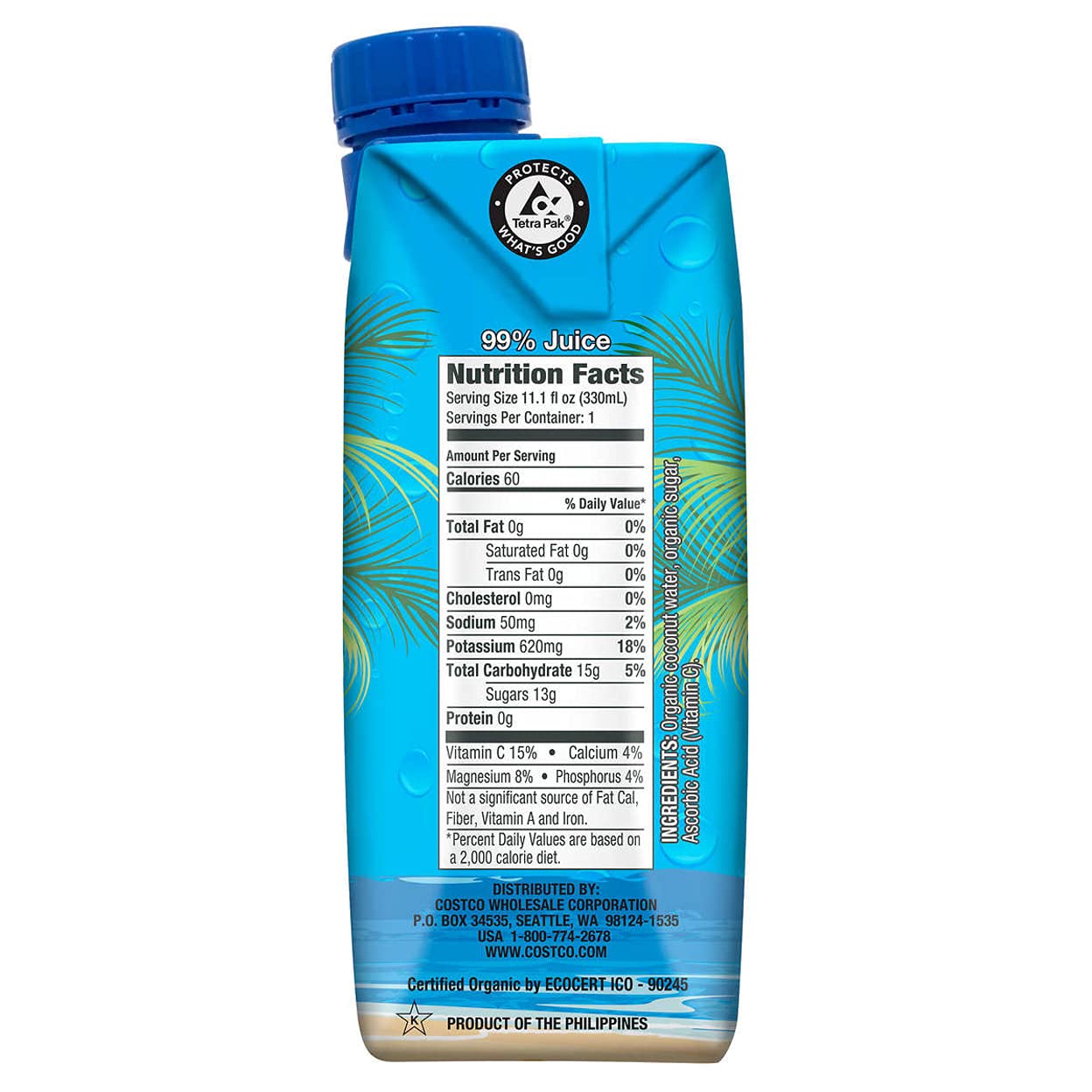Organic Coconut Water 12 Count, 11.1 Ounce S8036