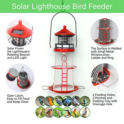 Blue 14" Solar Bird Feeder with Rotating Beacon LED Light A806