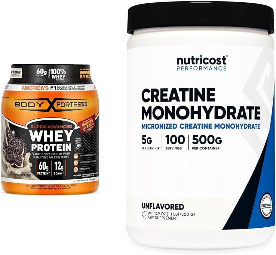 Whey Protein Powder Cookies N' Creme 2 Scoops Creatine Monohydrate Micronized Powder 5g Serv 100 Servings F978