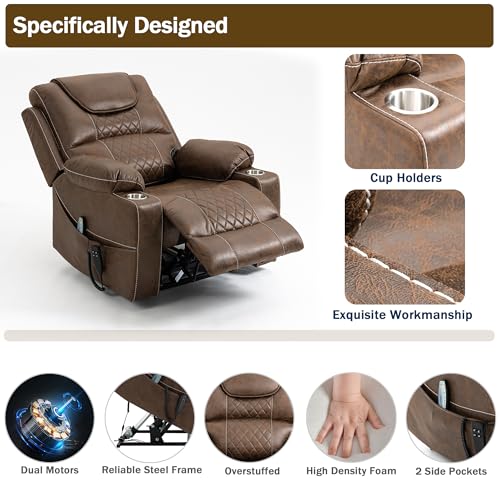 Large Dual Motor Power Lift Recliner Chair with Massage Heat J4028