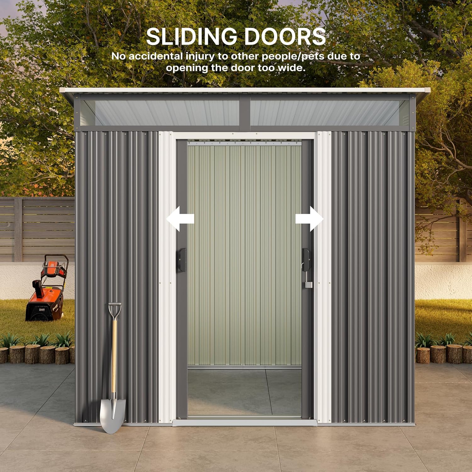 6' x 4' Outdoor Metal Storage Shed with Sliding Doors Dark Gray P6142