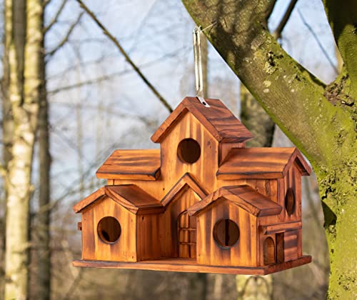 Brown Set of 1 Hanging Birdhouse Z80028