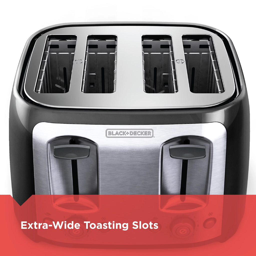 4-Slice Toaster with Extra-Wide Slots, Black/Silver W451792