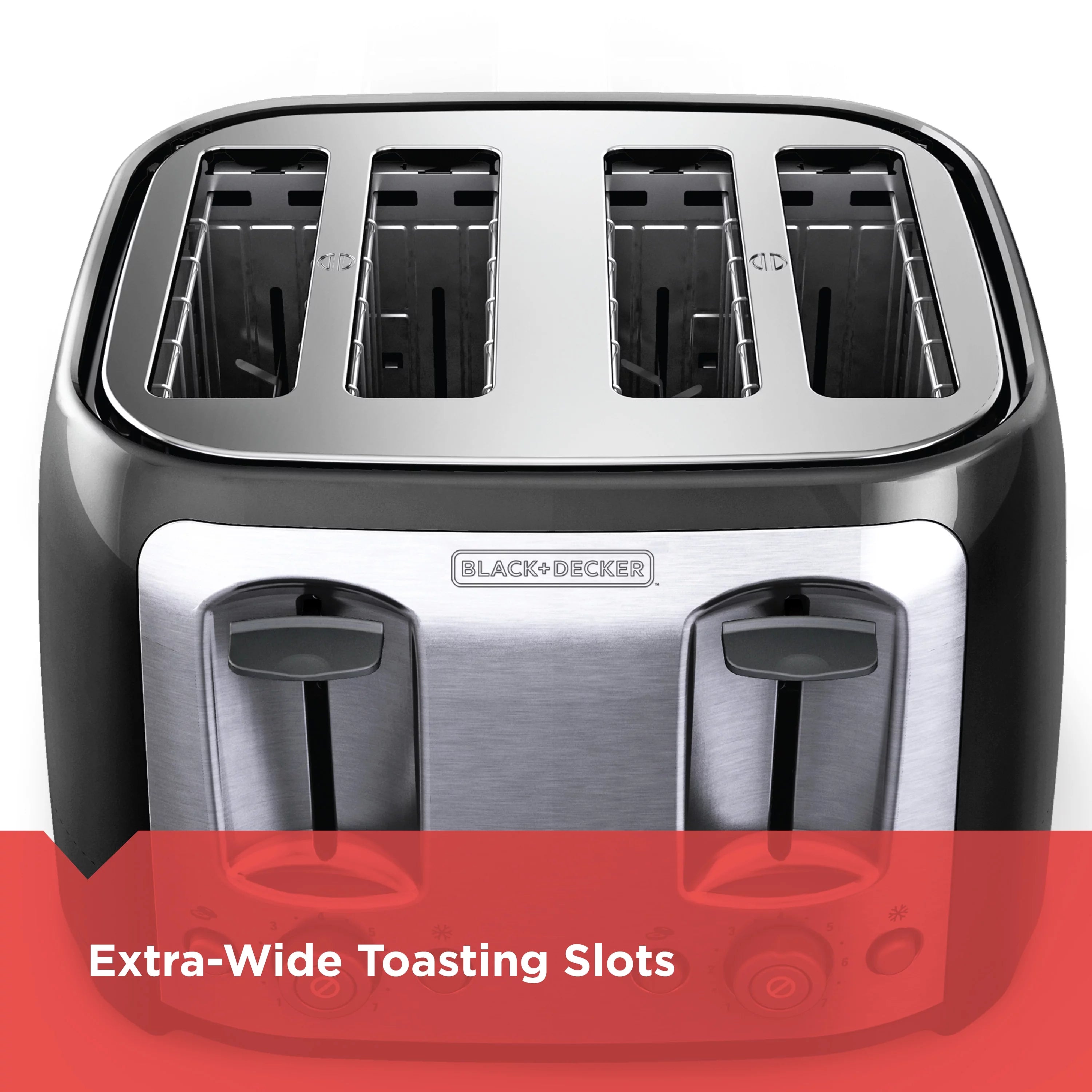 4-Slice Toaster with Extra-Wide Slots, Black/Silver W451792