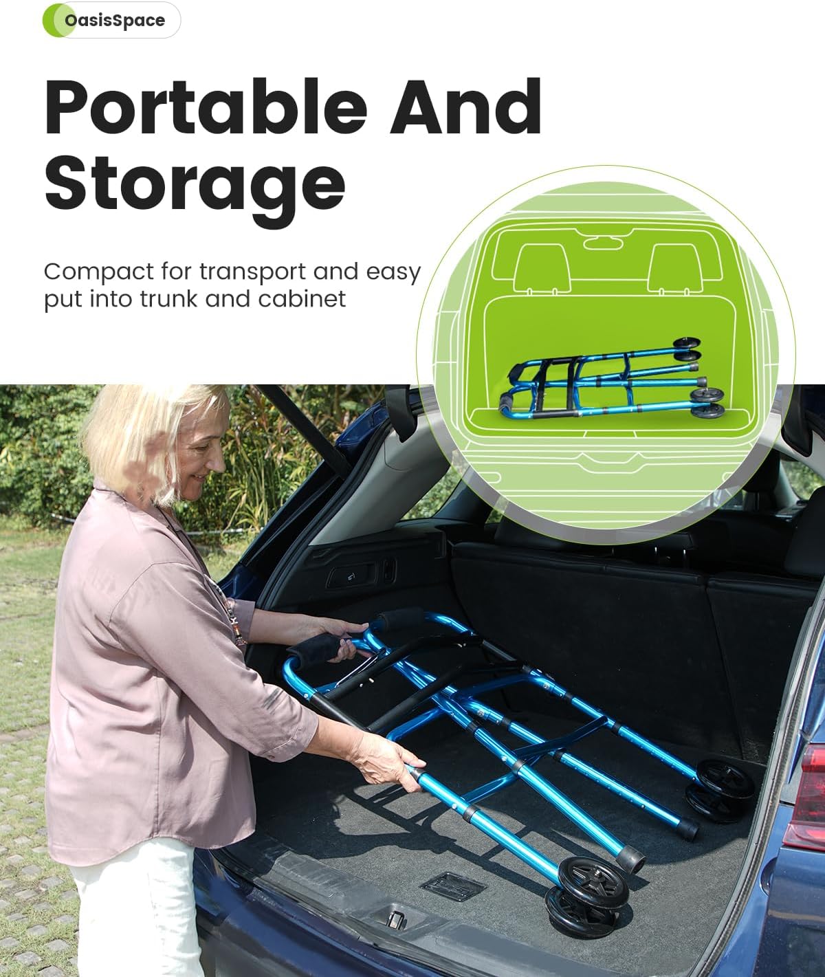 Heavy Duty Folding Walker with 5 Inches Wheels I719