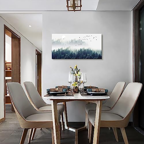 Canvas Wall Art of Misty Forests of Evergreen Coniferous Trees M762