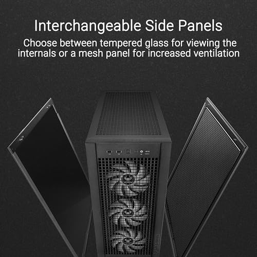 White ATX Mid-Tower PC Case with Four 140 mm ARGB Fans and Interchangeable Tempered Glass or Mesh Side Panels S6894