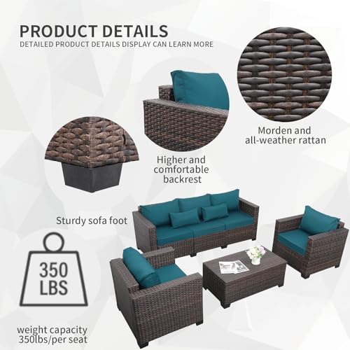 4-Piece Brown PE Wicker Patio Conversation Couch with Storage Coffee Table M8746