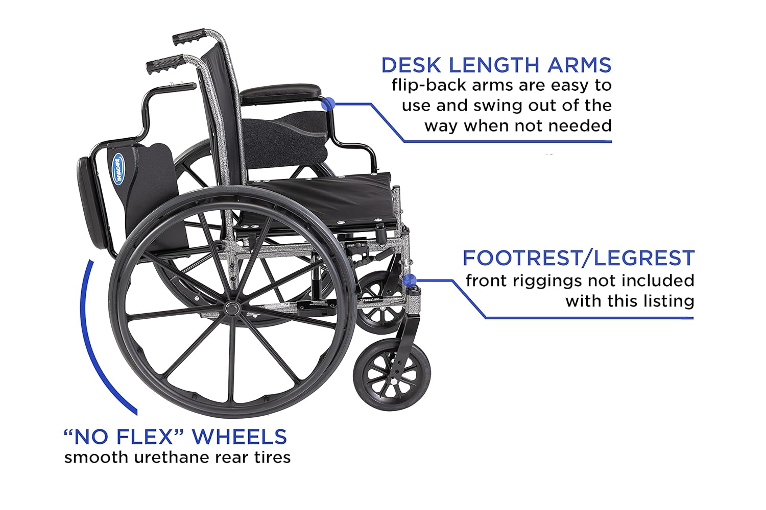 Folding Wheelchair 22 Inch Seat with Padded Legrests & Desk Arms E31931