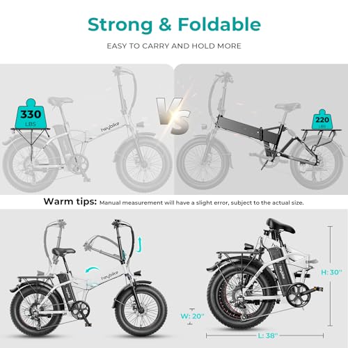 20" Electric Bike with 1000W Peak Motor, 624WH Removable Battery, Folding Fat Tire Bike W993