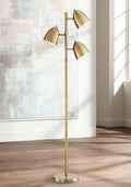 Aged Brass 3 Light Adjustable Dome Shade Floor Lamp O19637