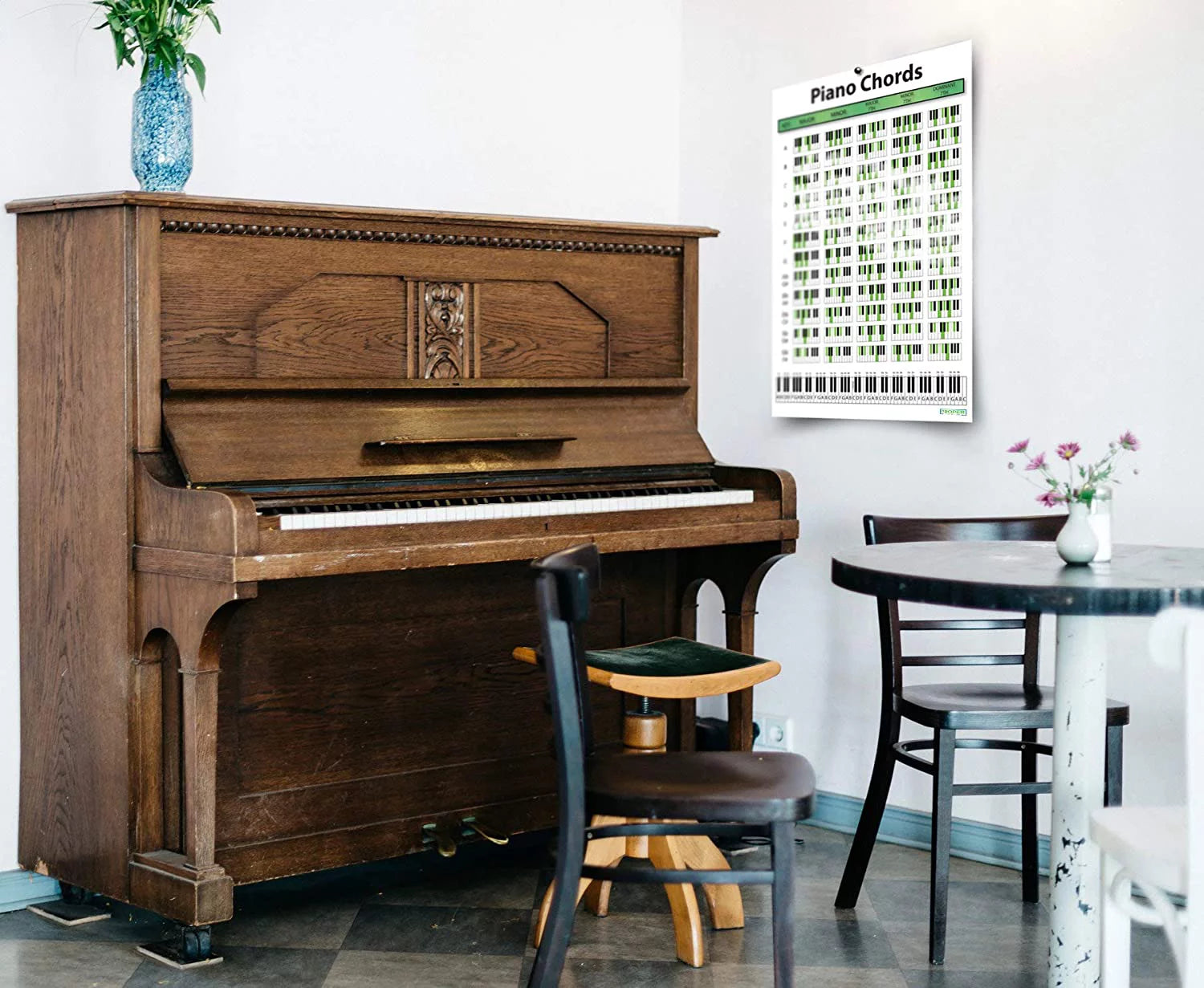18x24 Piano Chord Chart Poster O7654