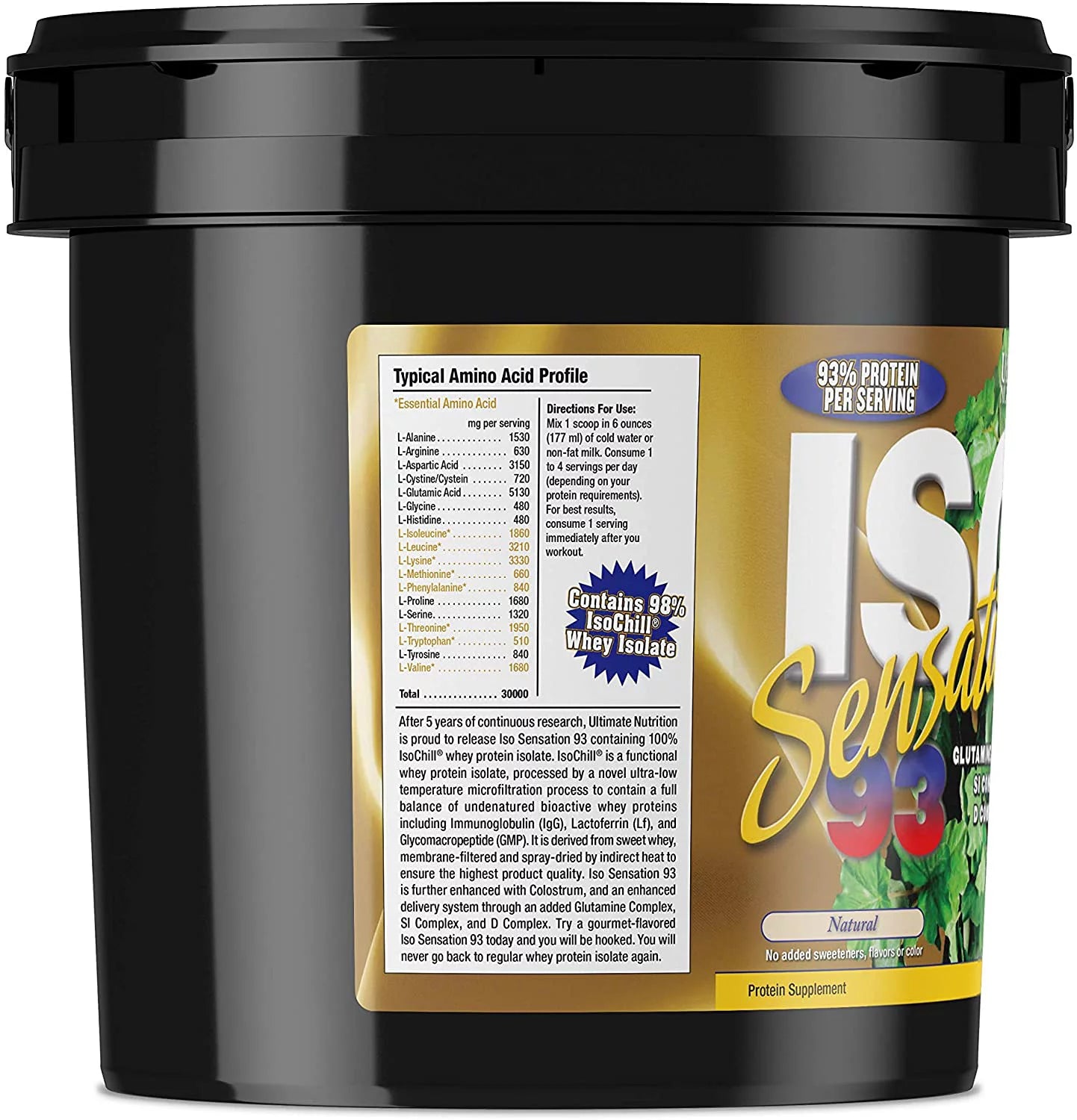Natural Whey Protein Isolate Powder, 5lb G8334