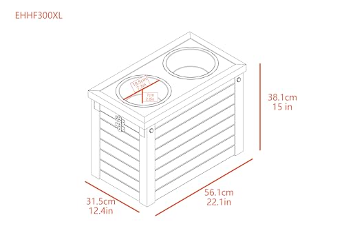 Elevated Dog Feeder with 2 Stainless Steel Bowls and Sliding Lid Storage Bin W55555