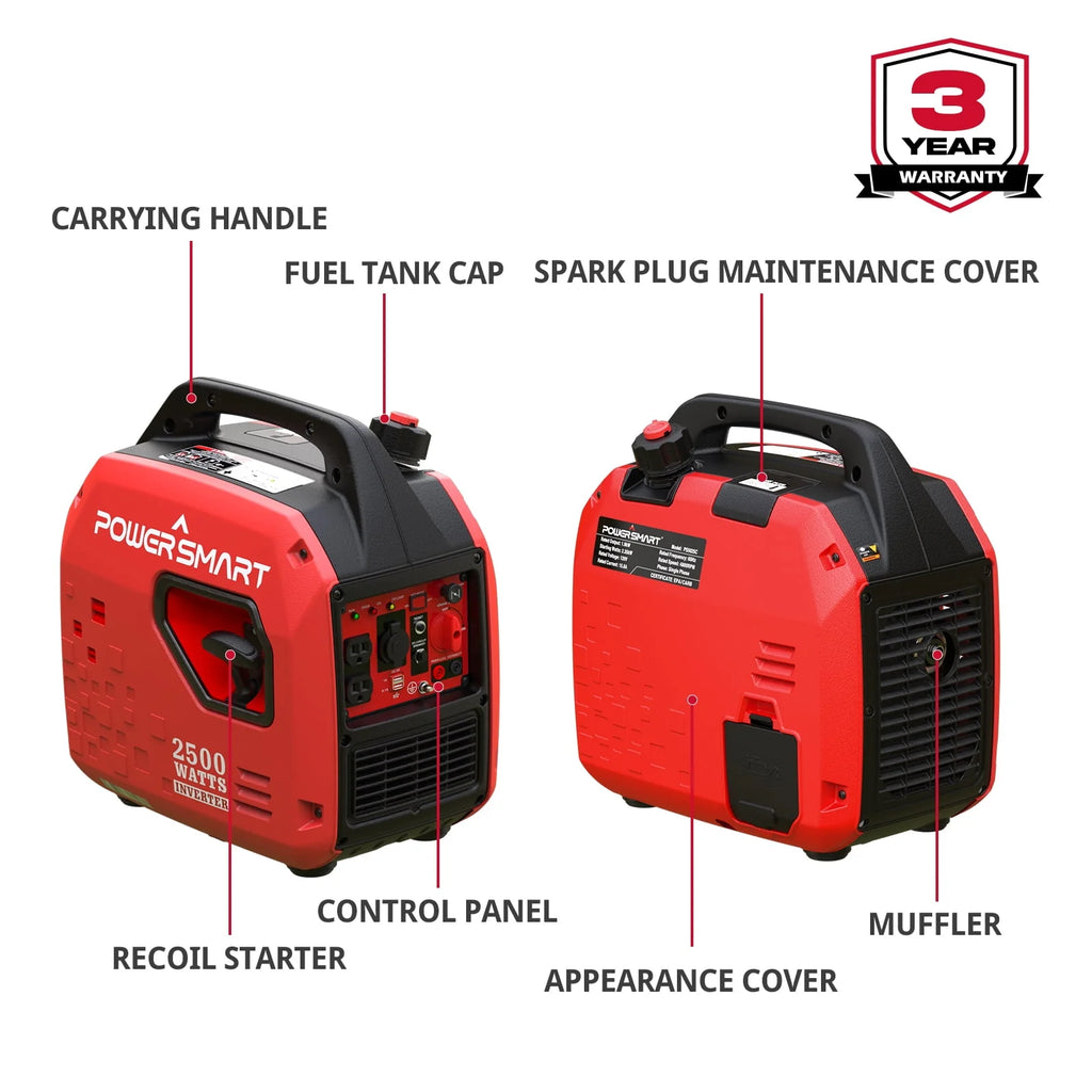 2500Watt Portable Inverter Gas Powered Generator J8772