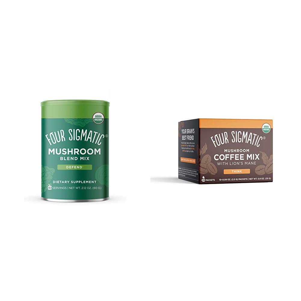 Organic Mushroom Powder Complex Bundle with Instant Mushroom Coffee (10 Count) D70517
