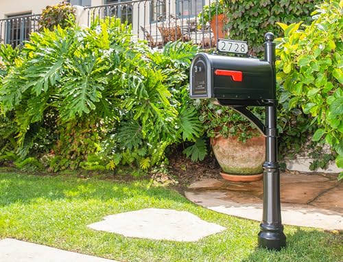 Black Galvanized Steel Post Mount Mailbox Z719508