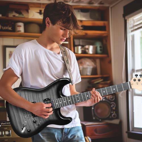 39 Inch H-H Pickups Electric Guitar Set with 20W Amplifier, Bag, Strap, Cable, Accessories Y362
