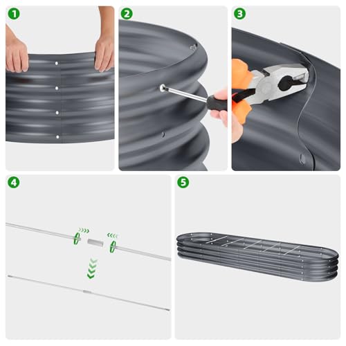 8ft Galvanized Raised Garden Bed Kit, Silver, 108 Gallon Capacity W730667