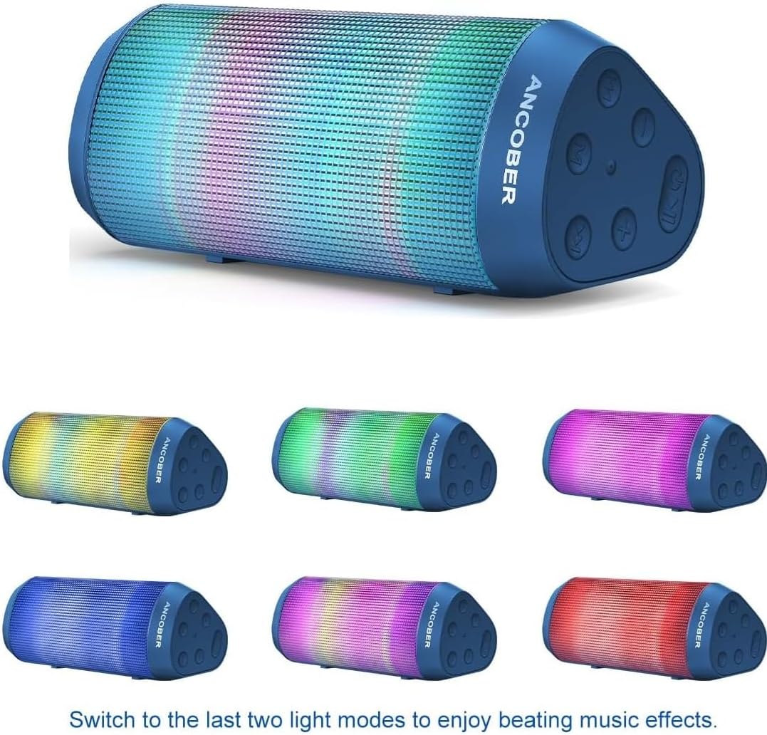 Portable Wireless Bluetooth Speaker with Lights, IPX4 Waterproof, USB Rechargeable M321950